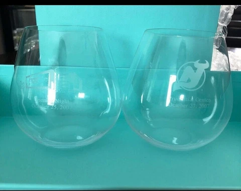 2007 New Jersey Devils Opening Night 🏒  Tiffany Glasses Set Of 2 - Bon Jovi Cover
