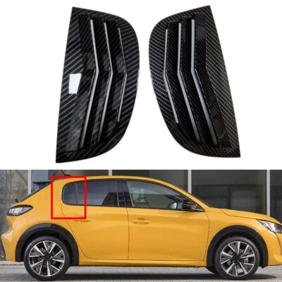 2Pcs Carbon Fiber Rear Window Quarter Louver Cover For 2014-2020 Peugeot 208 308 - Image 1 of 4