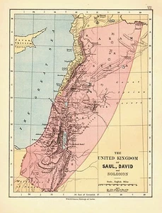 1878 MAPA VICTORIANO ~ EL REINO UNIDO de SAÚL DAVID y SOLOMÓN - Imagen 1 de 1