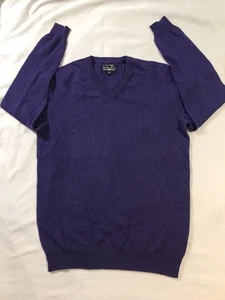 Clubroom Knit Sweater Mens Medium Purple 100% Cashmere V Neck - Picture 1 of 8