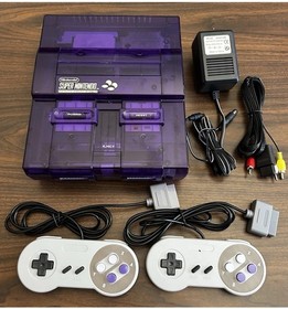 Snes clear purple Super Nintendo Entertainment system console - pick your bundle