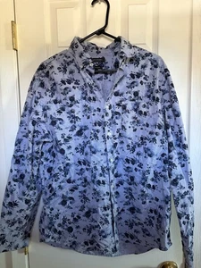 Banana Republic Shirt Mens L Gray Floral Long Sleeve Button Up Pocket Soft - Picture 1 of 4