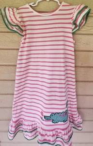  Classic Whimsy Pink Stripe Alligator Dress Girl's Size  8- 10. Pre Owned.  - Picture 1 of 5