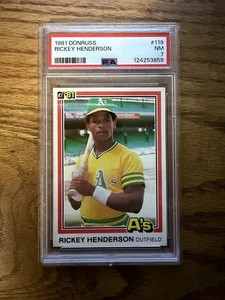 Donruss Rickey Henderson #119 1981 PSA 7 casi como nuevo bonito atractivo visual centrado - Imagen 1 de 2
