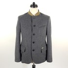 Luis Trenker Janker Herren Gr 48 Grau Gestreift Wolle Flanell Jacke Sakko Tracht