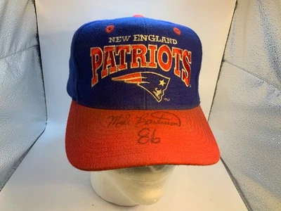De colección New England Patriots Team NFL Fútbol Mike Bartrum Snapback Sombrero Firmado Foto 1 de 4