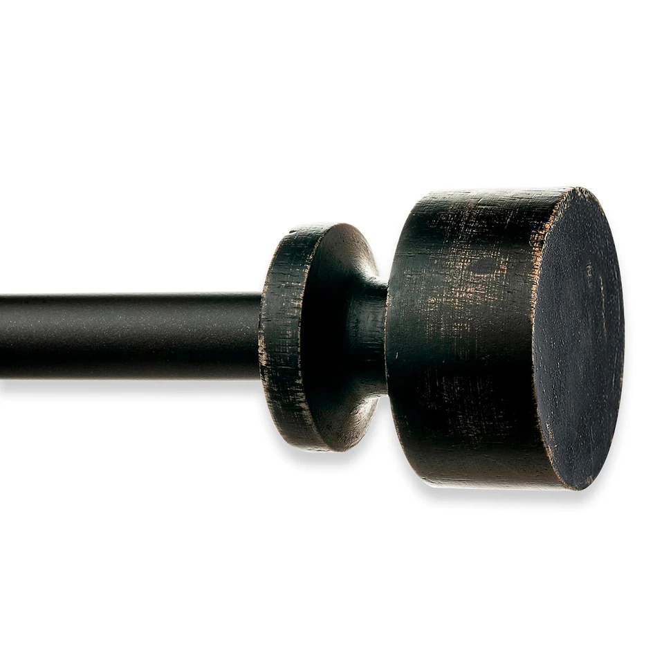 Juego de varillas de cortina negras envejecidas de madera natural rústica Ezra Farmhouse Foto 1 de 4