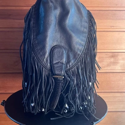 Винтажная женская сумка Ralph Lauren из джинсовой ткани с бахромой через плечо рюкзак двусторонняя - Изображение 1 из 4