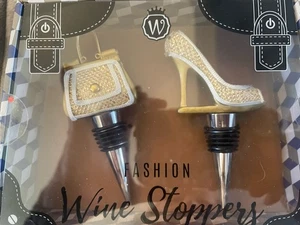 Juego de 2 tapones de vino espumosos dorados nuevos en caja - Imagen 1 de 3