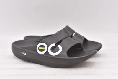 Women's OOFOS OOahh Sport Sandal- Post Run Recovery Slide Black White, W10 M8 - Image 1 of 4