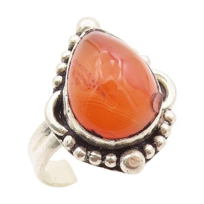 Anillo vintage de plata de ley 925 con cuentas de cornalina en forma de pera talla 6 RG34226 Foto 1 de 4