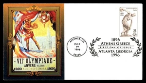 Mayfairstamps US FDC 1996 Olympic Games Discus Throw Sculpture First Day Cover a - Picture 1 of 2