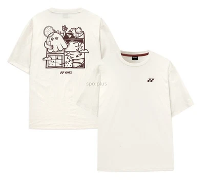 YONEX 25F/W Unisex Badminton T-Shirts Sports Casual Tee OverFit Ivory 253TS038U - Image 1 of 4
