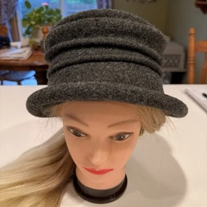 Scala Pronto Women's 100% Wool Cloche Hat Dark Grey with Rim 10.5" Diameter - Picture 1 of 8