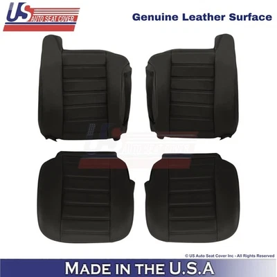 Fundas de repuesto delanteras de cuero genuino negras ébano 2003-2007 para Hummer H2 Foto 1 de 4