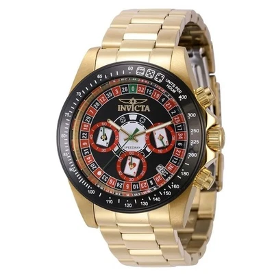 Invicta Speedway Casino Royale 39.5mm Men's Watch Roulette Gold Tone RARE 44644 - Image 1 of 4