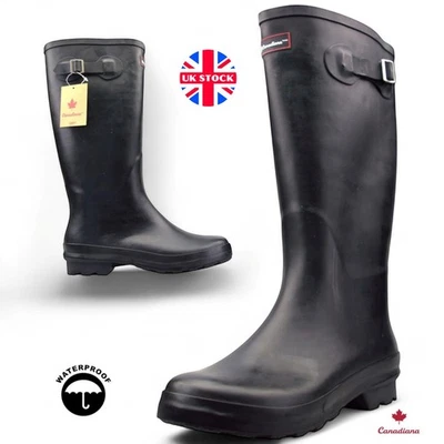 CANADIANA Ladies Womens Wellies Wellington Rain Boots Waterproof Snow Shoes Winter UK NEW
