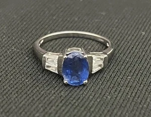 Designer TGGC 10K White Gold Three Purple Amethyst Gemstone Ring Size 7 - Picture 1 of 17