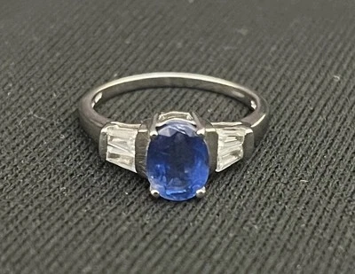 Designer TGGC 10K White Gold Three Purple Amethyst Gemstone Ring Size 7 - Image 1 of 4