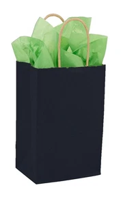 SSWBasics- Medium Navy Paper Shopping Bags - Case of 100- Paper Bags with - Picture 1 of 1
