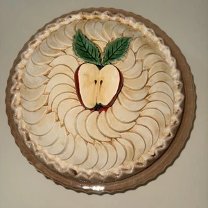 Vintage Keramik Sanor Ceramica Tortenhalter Schale 12,5" Apfelscheiben Deckel Abdeckung Desserts - Bild 1 von 17