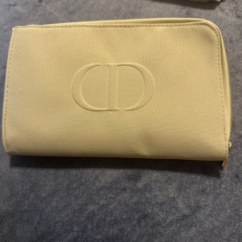 DIOR Borsa Beige Espandibile Tela Borsa da Sera Pochette Makeup Pouch NUOVA