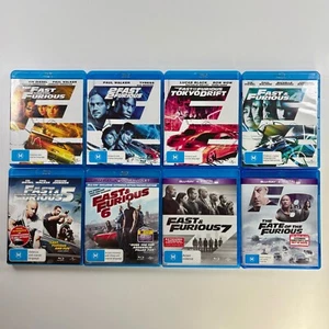 LIKE NEW Blu-Ray lot THE FAST AND FURIOUS 1-8 movie set Tokyo Drift Fate etc. - Imagen 1 de 12