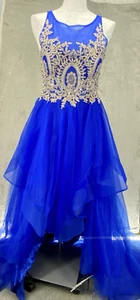 Fiesta fashion Gown Dress Large Blue  Ruffle Tiered Prom Sweet 16 - Picture 1 of 19
