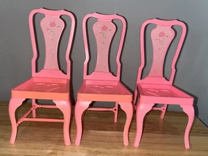 Barbie Mattel 1984 Sweet Roses rosa sillas de comedor corazón recortado conjunto/3 de colección - Imagen 1 de 7