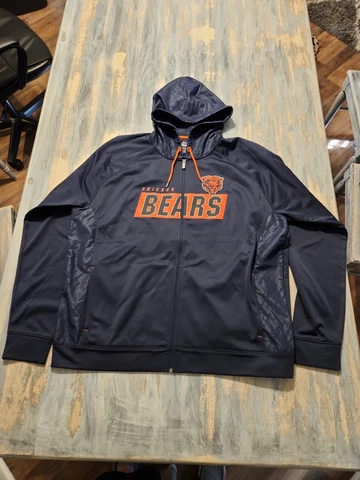Men's Majestic THERMA BASE Chicago Bears Full Zip Hoodie  2XL NWOT Cover