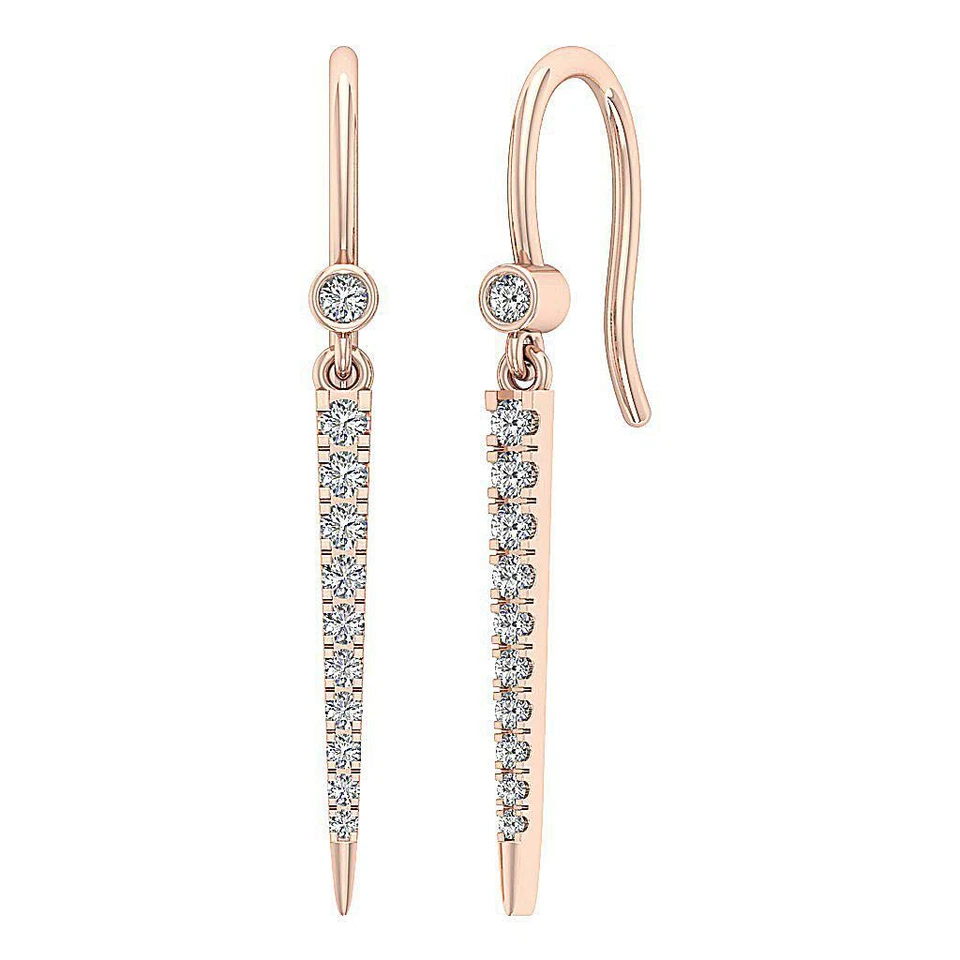 Chandelier Earrings Natural Round Diamond SI1 G 0.30 Ct 14K Rose Gold 1.20 Inch - Image 1 of 1
