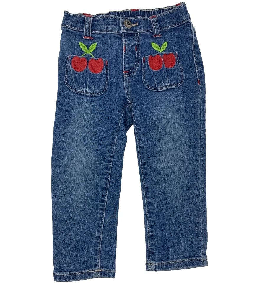 Jeans Gymboree Niñas 2T Denim Bordado Cereza Bolsillo Muy Cereza Foto 1 de 4