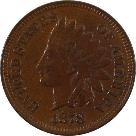 1878 Indian Head Cent VF Very Fine Penny 1c Coin SKU:I7959 Cover
