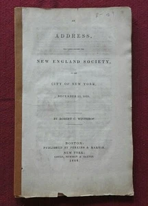 1839 Address to the New England Society Robert C. Winthrop NEW YORK CITY NY RARE - Picture 1 of 7