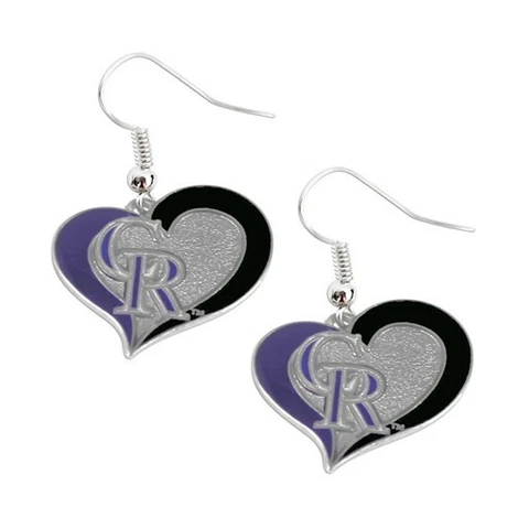 Colorado Rockies MLB Team Swirl Heart Earrings Cover
