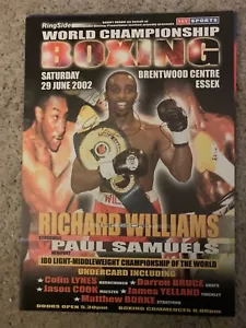 2002 Richard Williams Vs Paul Samuels world title boxing programme: Signed - Picture 1 of 2