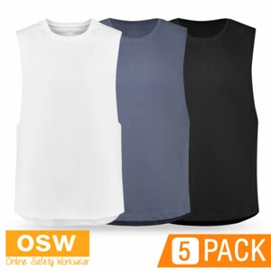 5 x Mens Streetworx SLEEVELESS Tee Singlet Tank Top Black, White, Petrol Blue  - Bild 1 von 11