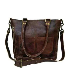 Handmade Women Vintage Real Leather Shoulder Messenger Tote Handbag Casual Purse - Picture 1 of 9