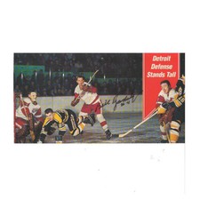 BILL GADSBY Signed Detroit Red Wings Hockey Card "Detroit Defense Stands Tall"