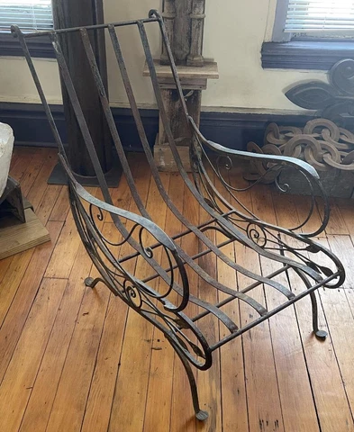 Wrought Iron Lounge Chair Scroll Arms Antique Cover