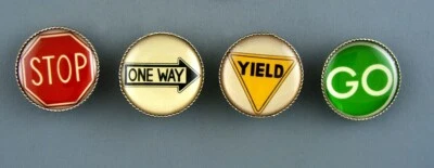 PICTURE BUTTONS - STREET SIGNS - SET OF 4 - Image 1 of 4