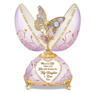 Daughter Butterfly Heirloom Egg Musical Figurine Bradford Exchange - Foto 1 di 1