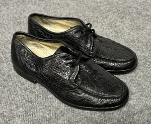 Varese Men’s 40 Shoes Black Leather Vero Cuoio Made In Italy Lace Up Vintage - Picture 1 of 8