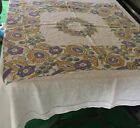Vintage Purple,Yellow,Green and White Floral Tablecloth