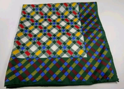 Scarf GLENTEX Green Red Holiday Plaid Vintage Size Large - Image 1 of 4