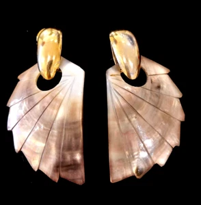 Abalone Shell Earrings - Fan Style - Picture 1 of 1