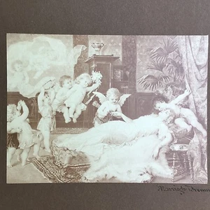 Antique Victorian Franz Lefler Sepia Lithograph Marriage Wedding Dream - Picture 1 of 9