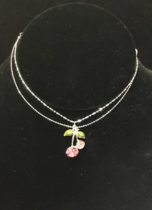 Kidโs 10โ Chain Necklace w Cherry Crystal Charms BNWT ๐ - Picture 1 of 2