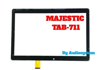 TOUCH SCREEN+VETRO per MAJESTIC TAB-711 + BIADESIVO COLLA TABLET NERO TAB711