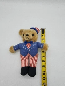 Peluche orsacchiotto patriota vintage anni 60 rosso bianco e blu casa senza fumo  - Foto 1 di 5